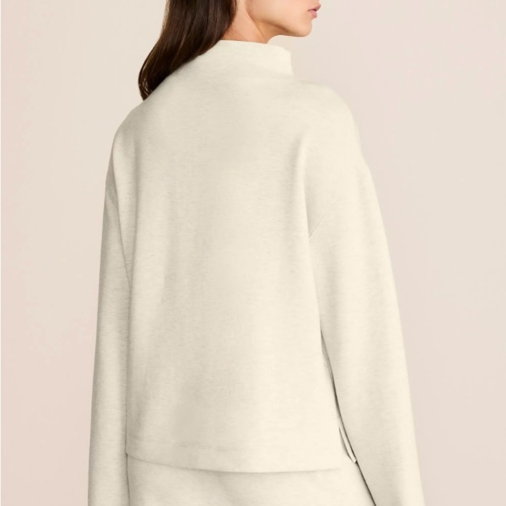 Loft, Lou & Grey scuba soft heathered oyster colored mock neck top, Small - Picture 3 of 3